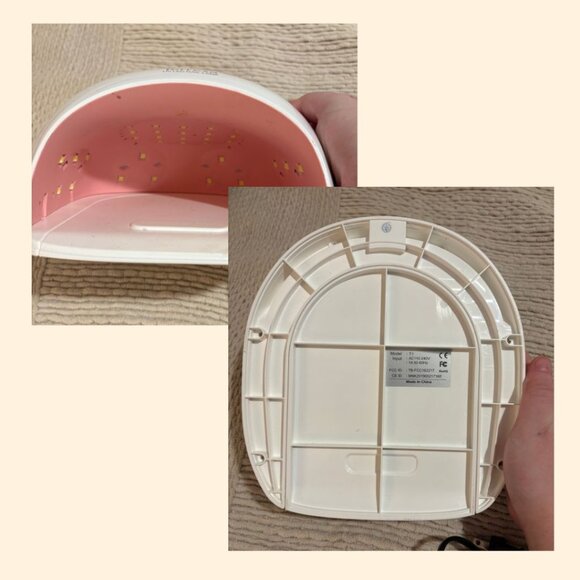 Terresa 72 Watt LED Nail Lamp, White with Pink Interior, Power Cord Included - Picture 3 of 6